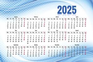 2025 beautiful calendar template in modern style colorful wave design vector