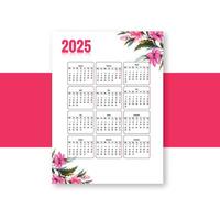 Happy new year 2025 calendar template design vector