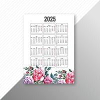 Happy new year 2025 calendar template design vector