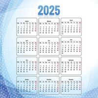 2025 beautiful calendar template in modern style wave design vector