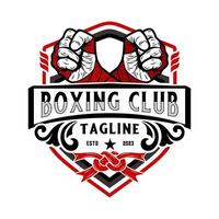 boxing logo. with boxing gloves elements, Emblem design, retro badge for boxing academy vector