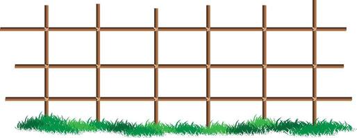 Fences isolated on white background with grass vector