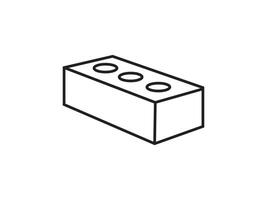 Outline cement cinder Block Isolated on White Background. Editable stroke. vector