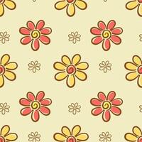 Cute flower with yellow background seamless pattern. vector