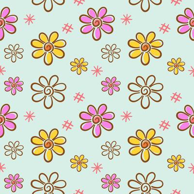 Cute doodle flower seamless pattern background.