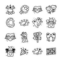 simple set valentine icons on white background vector