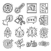 Minimalist set of currency icons on white background vector