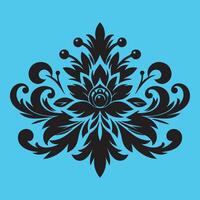 An attractive black graphic design floral bud shape surrounded by ornate petal like elements vector