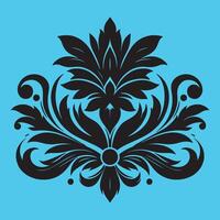 An attractive floral motif with a central stylized leaf or bud shape surrounded by ornate petal-like elements vector