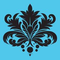 An attractive black shape surrounded by ornate petal like elements vector