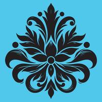 An attractive black graphic design floral surrounded by ornate petal like elements vector