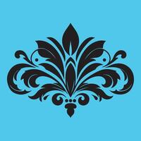 central stylized leaf or bud shape surrounded by ornate petal like elements vector