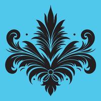An attractive black graphic design shape surrounded by ornate petal like elements vector