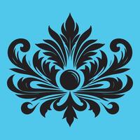 An attractive black graphic surrounded by ornate petal like elements vector
