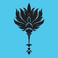 design floral motif with a central stylized leaf or bud shape surrounded by ornate petal-like elements vector