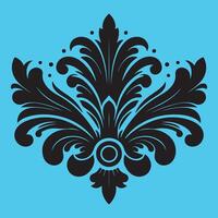 An central stylized leaf or bud shape surrounded by ornate petal-like elements vector