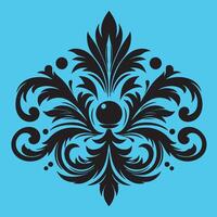 a central stylized leaf or bud shape surrounded by ornate petal like elements vector