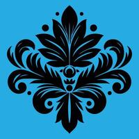 An attractive black graphic design floral motif with bud shape surrounded by ornate petal like elements vector