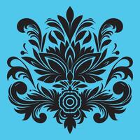floral motif with a central stylized leaf or bud shape surrounded by ornate petal-like elements vector