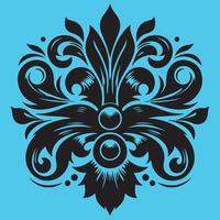 design floral motif with a central stylized leaf or bud shape surrounded by ornate petal-like elements vector