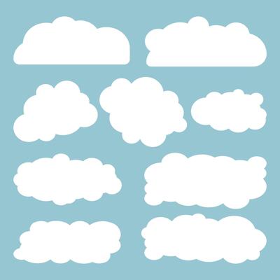 Set of cartoon cloud in a flat design.