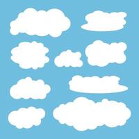 White 3d clouds set isolated on a blue background. vector