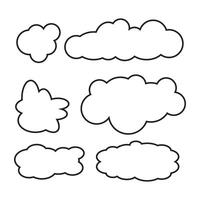White cartoon fluffy clouds in bubble shape vector