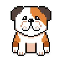 Pixel art cute bulldog in retro style vector