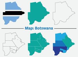 botswana map, Vintage Botswana map with retro style Blue Botswana Map with States, Political Botswan vector