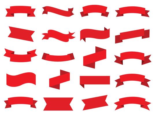 Set of Creative Red Ribbon Illustrations.