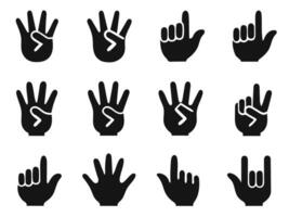 Set of Creative Versatile Hand Sign Black Silhouettes. vector