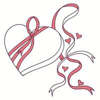 Heart shaped box with ribbon and hearts vector