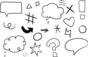 sketch elements speech bubbledoodle elements Handdrawn cute cartoon pencil sketches of decorative iconsketch line frames Doodle arrow, circle, oval and square shape frame vector