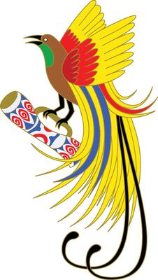 Bird of Paradise batik with Papuan drum