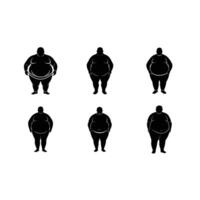 Overweight Man Silhouette Linocut Design vector