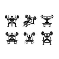 Bench Presses - and Linocut Silhouette Design vector