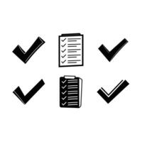 and Linocut Silhouette Checkmarks Design vector