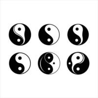 Taoism Yin Yang Simple Illustration - and Linocut Silhouette Design vector