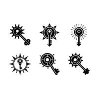 and Linocut Silhouette Key Factor Icon Design vector