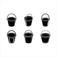 Minimalist Bucket Line Icon - and Linocut Silhouette Design vector