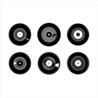 Record Button and Linocut Silhouette Design - Style vector