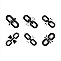 Broken Link Icon - and Linocut Silhouette Design vector