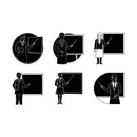 Chalkboard Teacher , and Linocut Silhouette Design vector