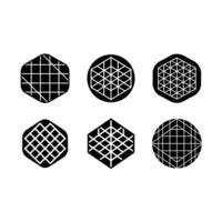 Grid Icon and Linocut Silhouette Design vector