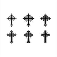 Christian Cross and Linocut Silhouette Design vector