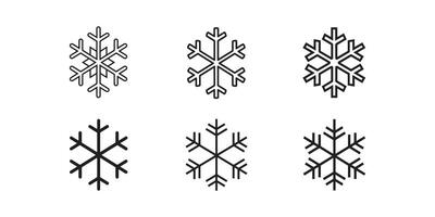 Set of Minimalist Snowflake Icons in Black and White Line Art Design vector