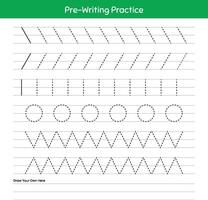 Tracing lines for kids Handwriting practice. vector