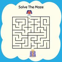 Labyrinth game way. Square maze, vector