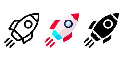 Startup rocket sign. Spaceship color icon. Speed launch symbol. Shuttle sign. Business marketing idea pictogram. Outer space illustration. vector