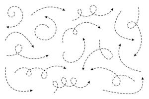 Curved dotted arrow. Zigzag arrow stripes design with dotted lines. vector